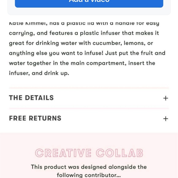 Ban.do ‘Be Nice To Yourself’ Infuser Water Bottle.  Brand New In Box. - Picture 4 of 5